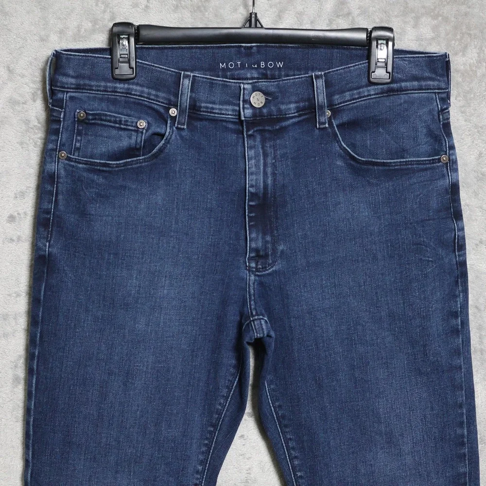 Mott & Bow Jeans Mens 33x32 Dark Blue Staples Slim Denim Stretch Fade Streetwear